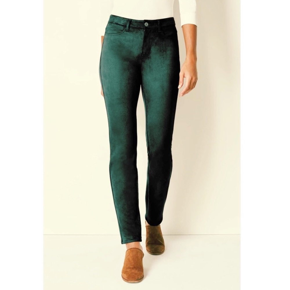 J. Jill Green Velvet Skinny Pants